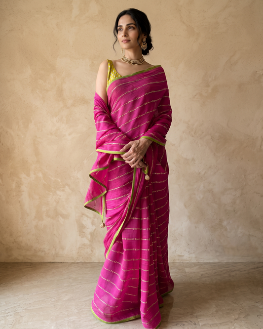MAGENTA TRAILS | Chanderi Mul saree