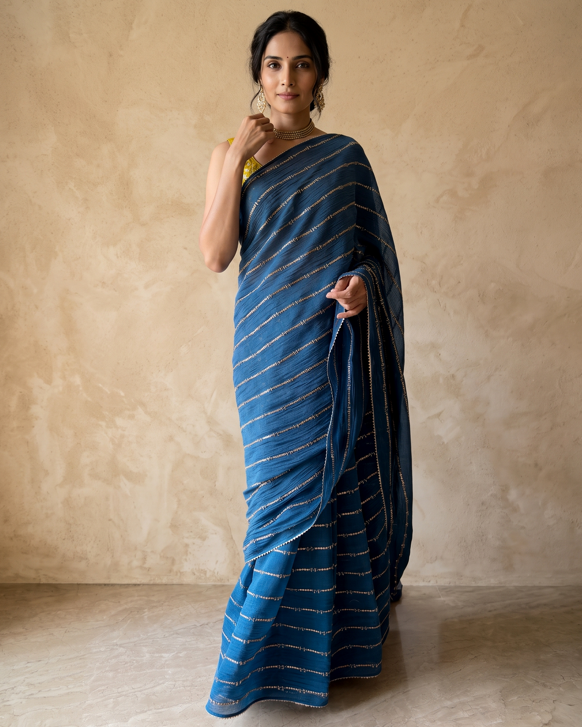 INTENSE TEAL TRAILS | Chanderi Mul Saree