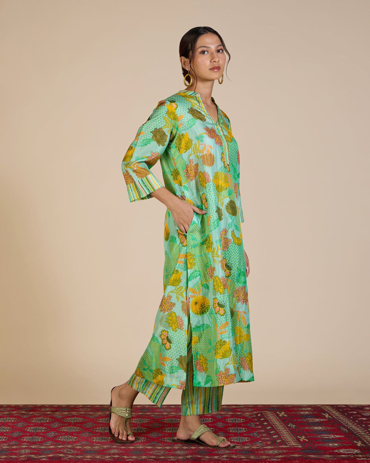 Pistachio Mosaic Co-Ord Set – Silk Route Collection