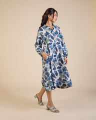 Indigo Foliage Dress – Lush Linens Collection