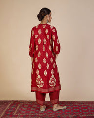 Red/Beige Ajrakh Co-Ord Set – Spice of Kutch Collection