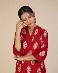 Red/Beige Ajrakh Co-Ord Set – Spice of Kutch Collection