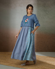 Shades of Blue Patchwork Dress - Heidi of the Hills Collection