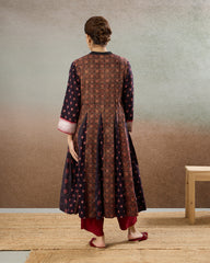 Burgundy Godet Tunic & Pants Set - The Spice of Kutch Collection