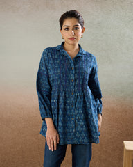 Indigo Pintucked Shirt - The Spice of Kutch Collection