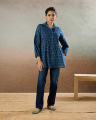 Indigo Pintucked Shirt - The Spice of Kutch Collection