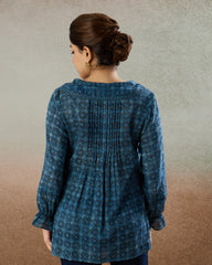 Indigo Ruffled Shirt - The Spice of Kutch Collection