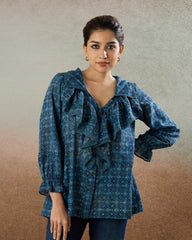 Indigo Ruffled Shirt - The Spice of Kutch Collection