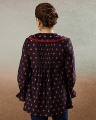 Burgundy Ruffled Shirt - The Spice of Kutch Collection