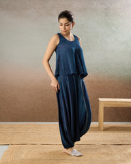 Indigo Dots Cowl Pants Co-Ord Set - The Spice of Kutch Collection