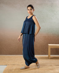 Indigo Dots Cowl Pants Co-Ord Set - The Spice of Kutch Collection