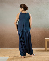 Indigo Dots Cowl Pants Co-Ord Set - The Spice of Kutch Collection