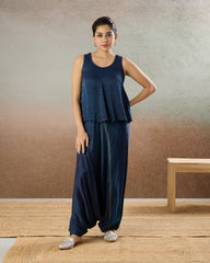 Indigo Dots Cowl Pants Co-Ord Set - The Spice of Kutch Collection