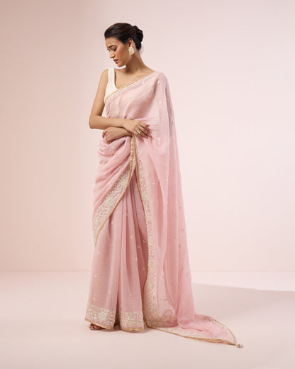 Shiuli Chanderi Silk Saree – Soft Pink