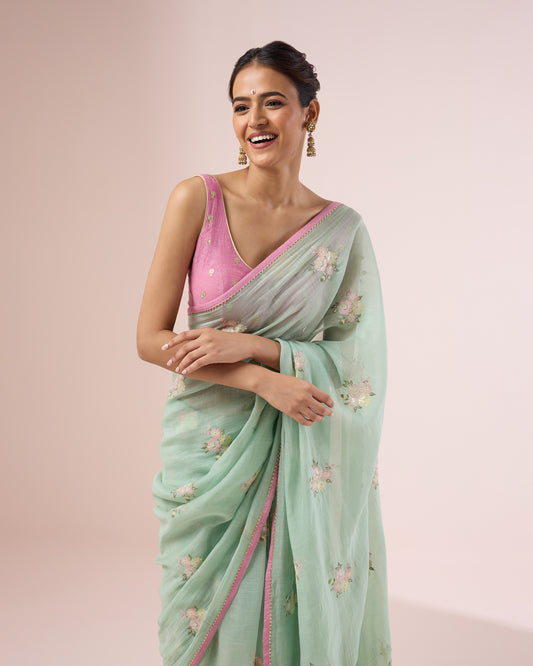 Pale Pink Sleeveless Blouse with Pads