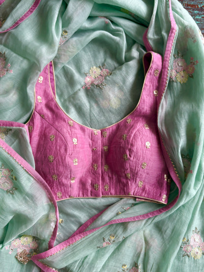 Pale Pink Sleeveless Blouse with Pads