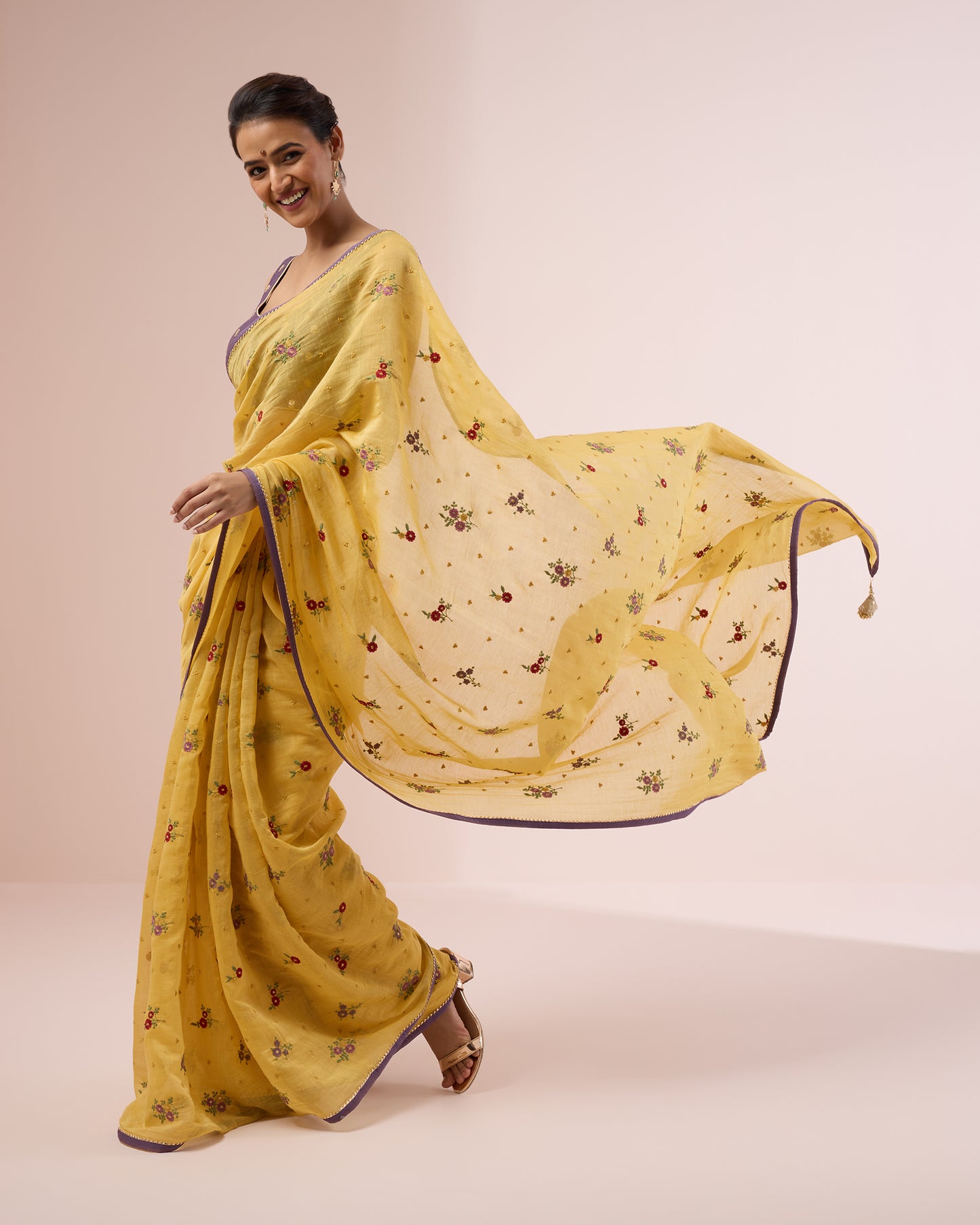 Chameli Chanderi Silk Saree – Yellow