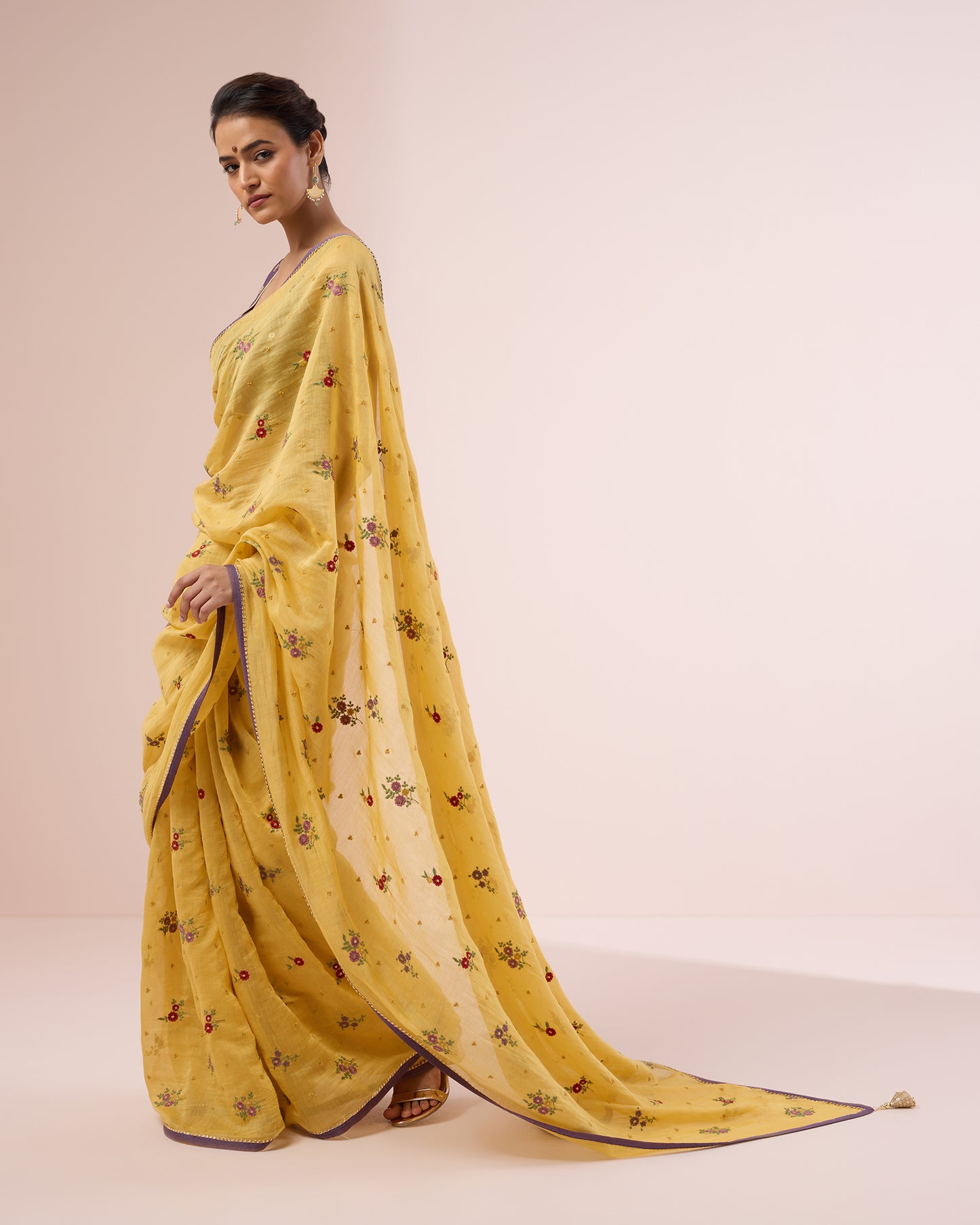 Chameli Chanderi Silk Saree – Yellow