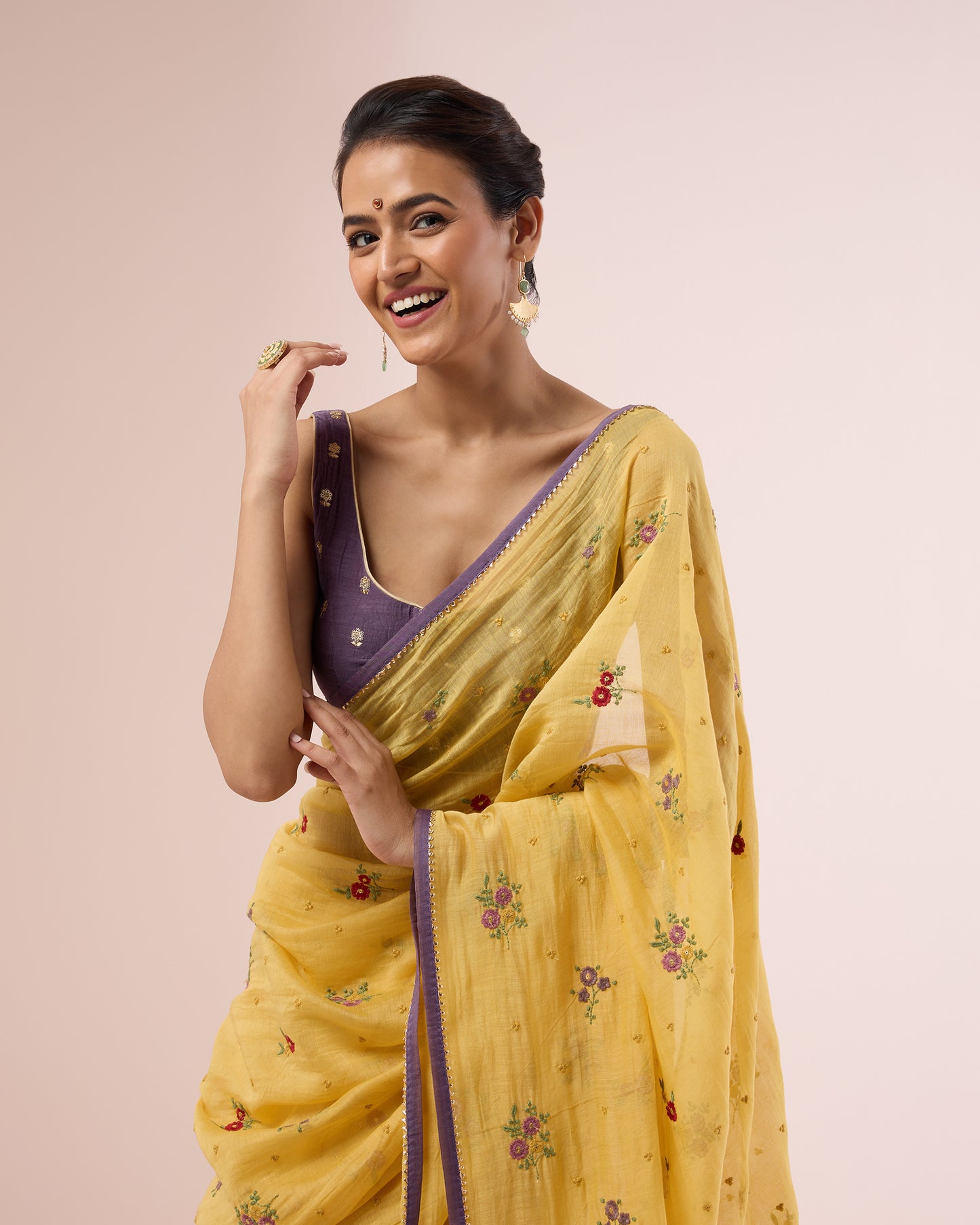 Chameli Chanderi Silk Saree – Yellow