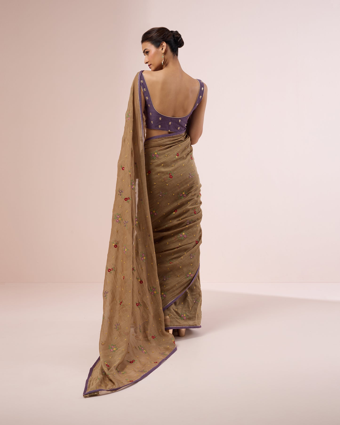 Chameli Chanderi Silk Saree – Cocoa