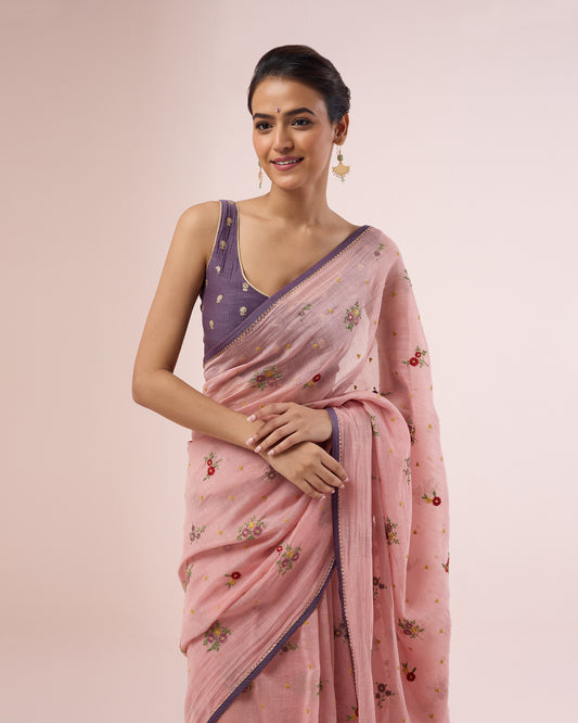 Chameli Chanderi Silk Saree – Pink