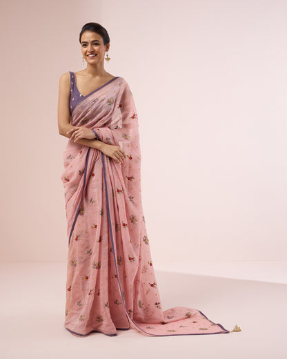 Chameli Chanderi Silk Saree – Pink