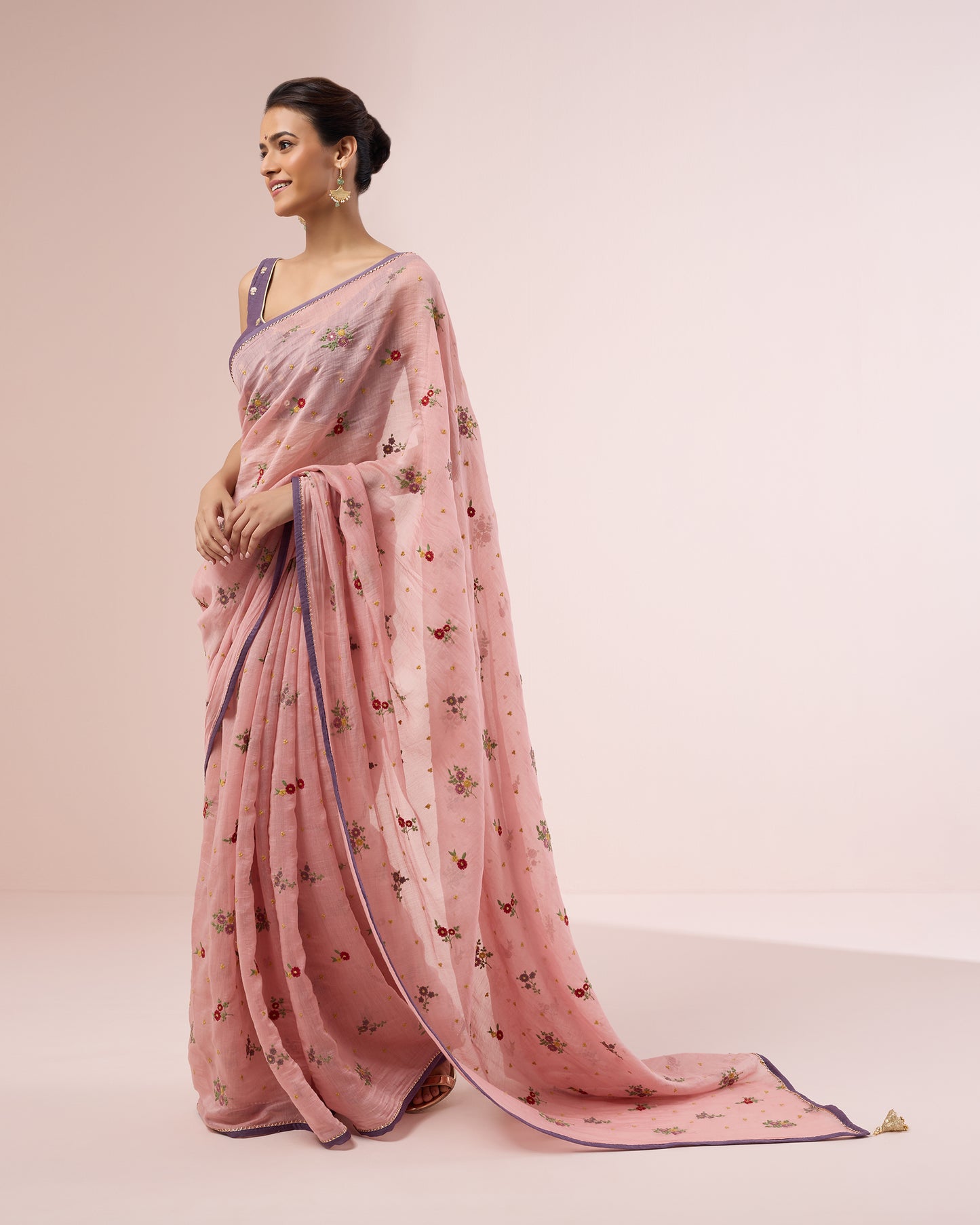 Chameli Chanderi Silk Saree – Pink