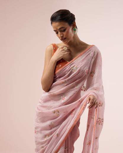 Little Bird Chanderi Silk Saree – Onionskin
