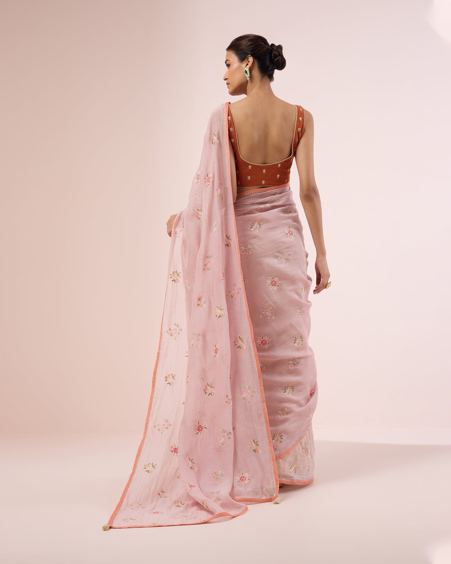 Little Bird Chanderi Silk Saree – Onionskin
