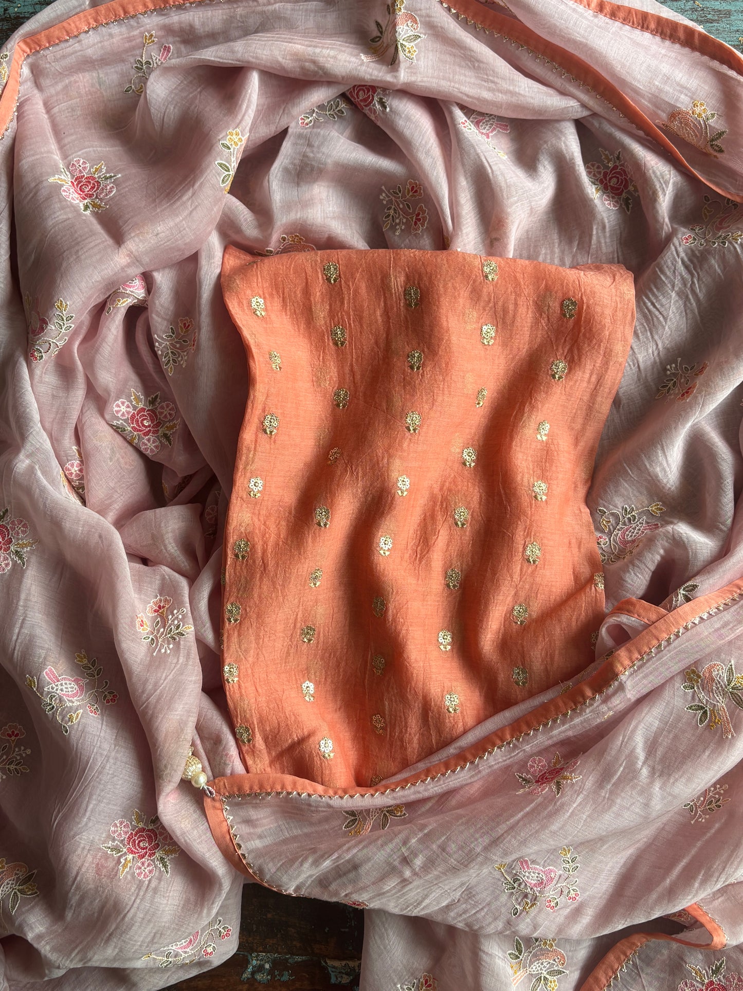 Little Bird Chanderi Silk Saree – Onionskin
