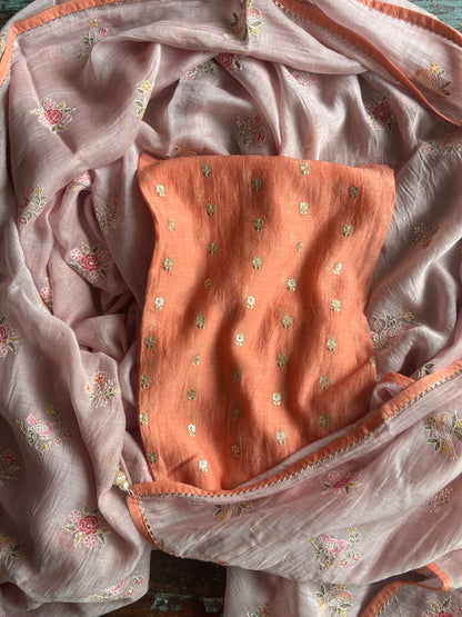 Little Bird Chanderi Silk Saree – Onionskin