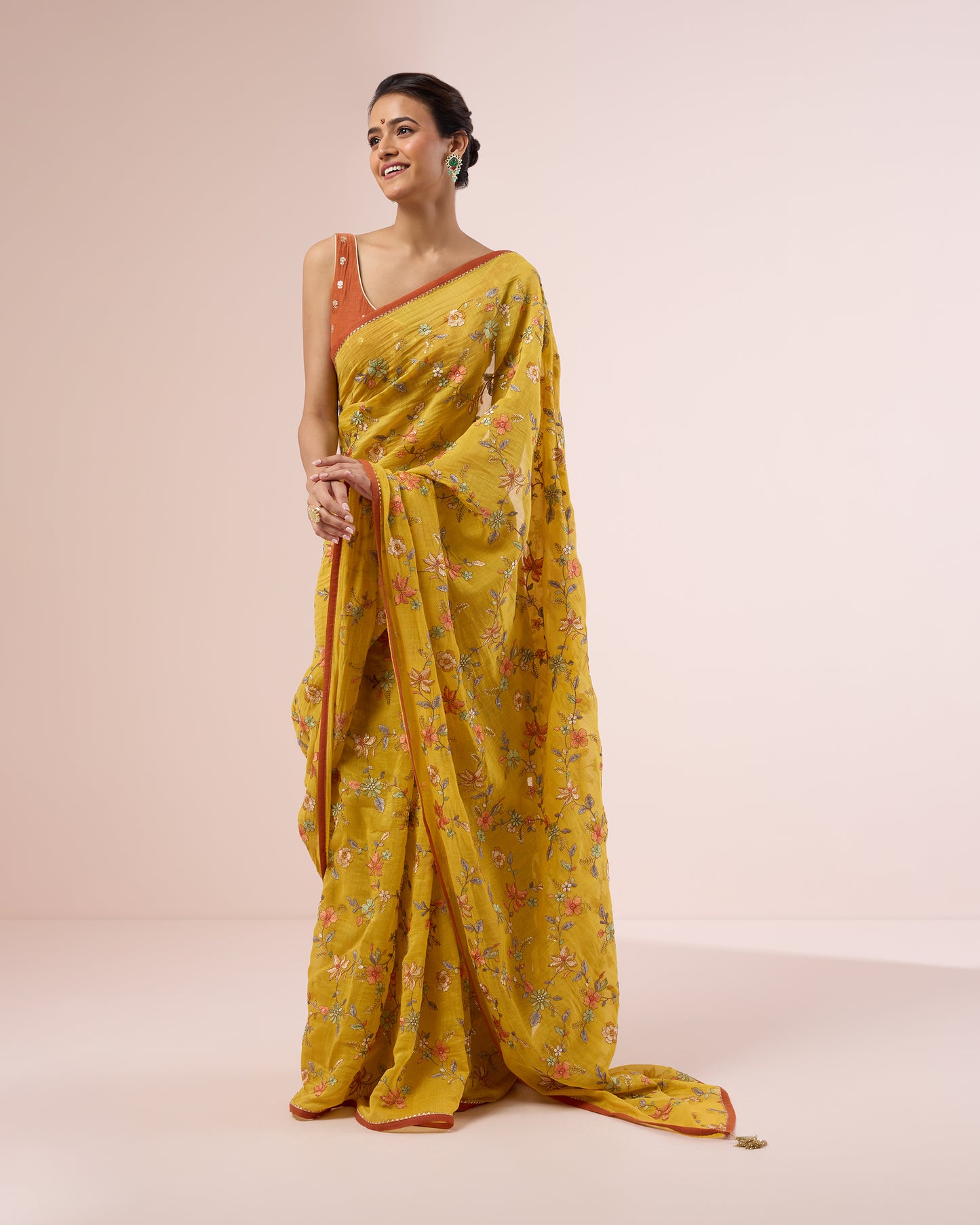 Petunia Chanderi Silk Saree – Yellow
