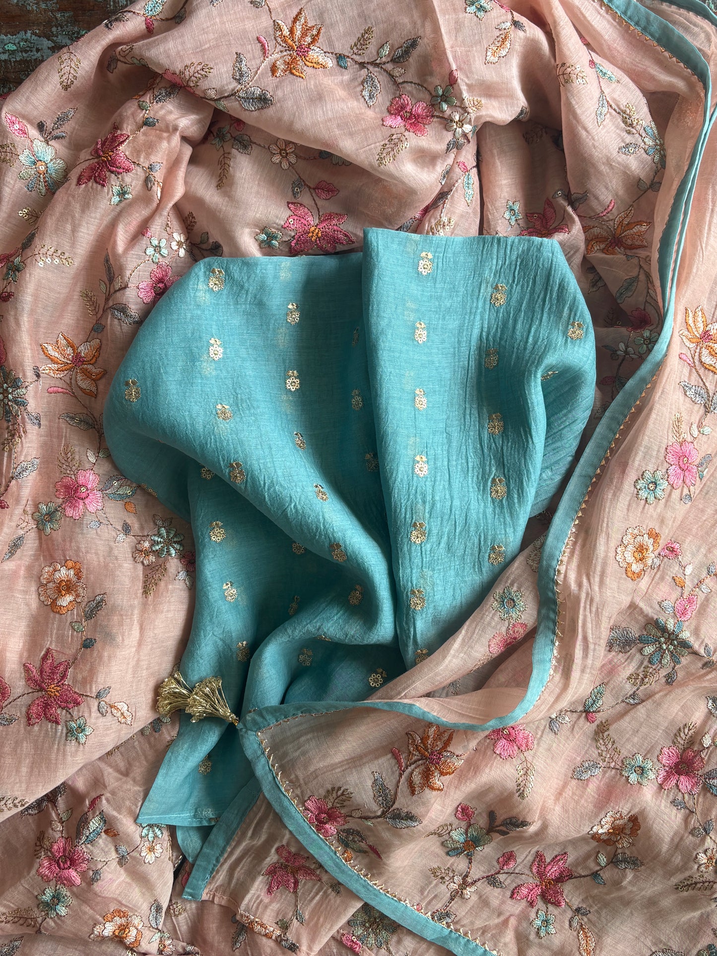Petunia Chanderi Silk Saree – Pale Pink