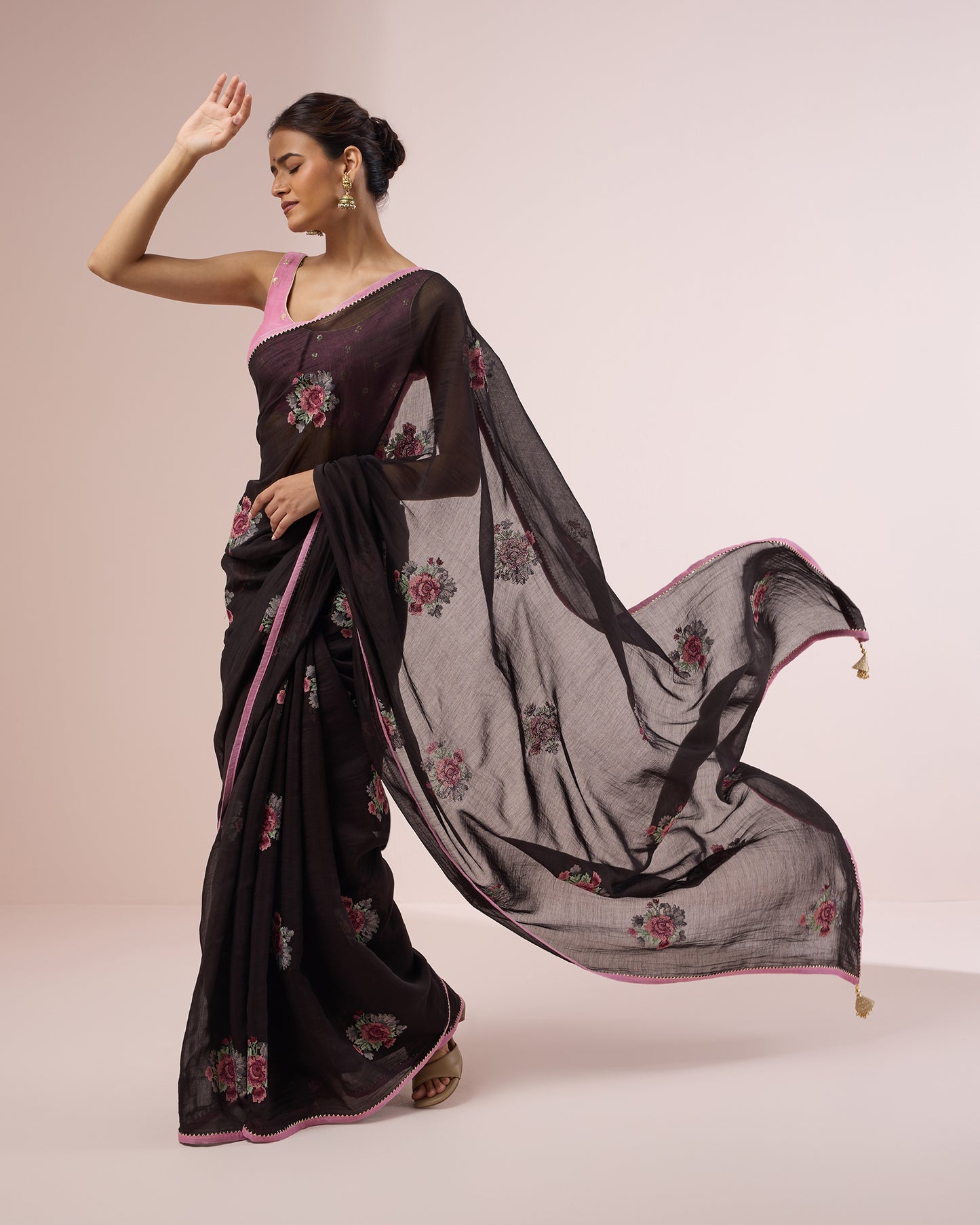 Gulabo Chanderi Silk Saree – Black
