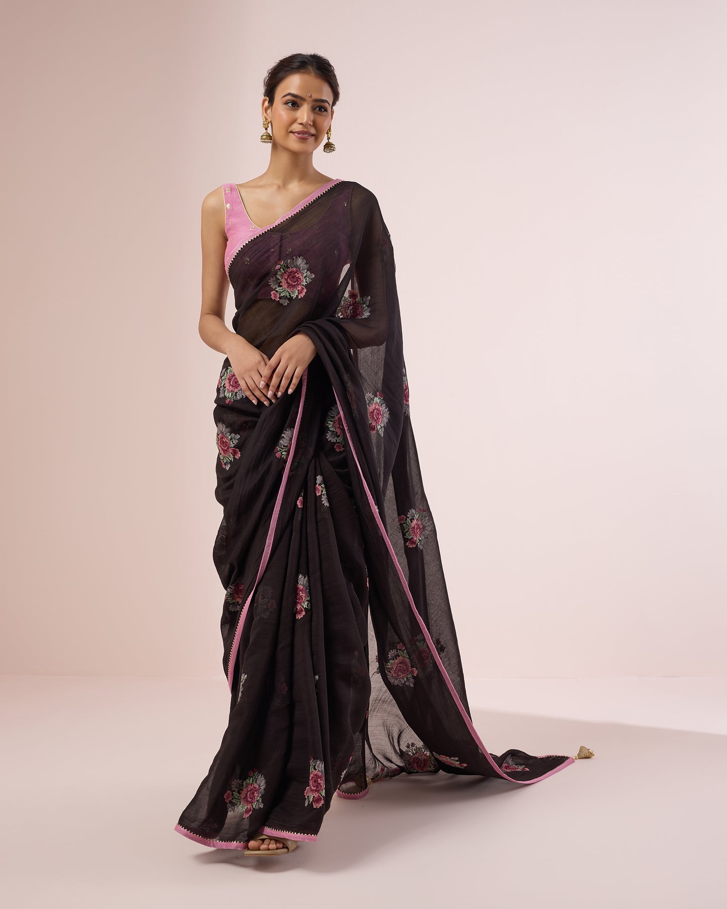 Gulabo Chanderi Silk Saree – Black