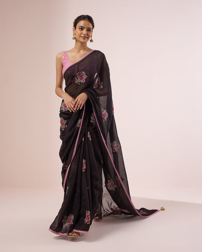 Gulabo Chanderi Silk Saree – Black