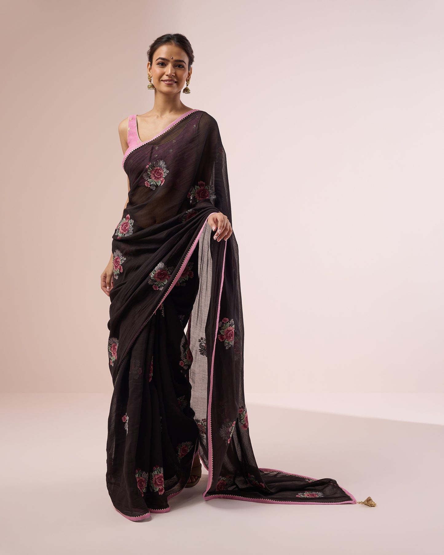 Gulabo Chanderi Silk Saree – Black