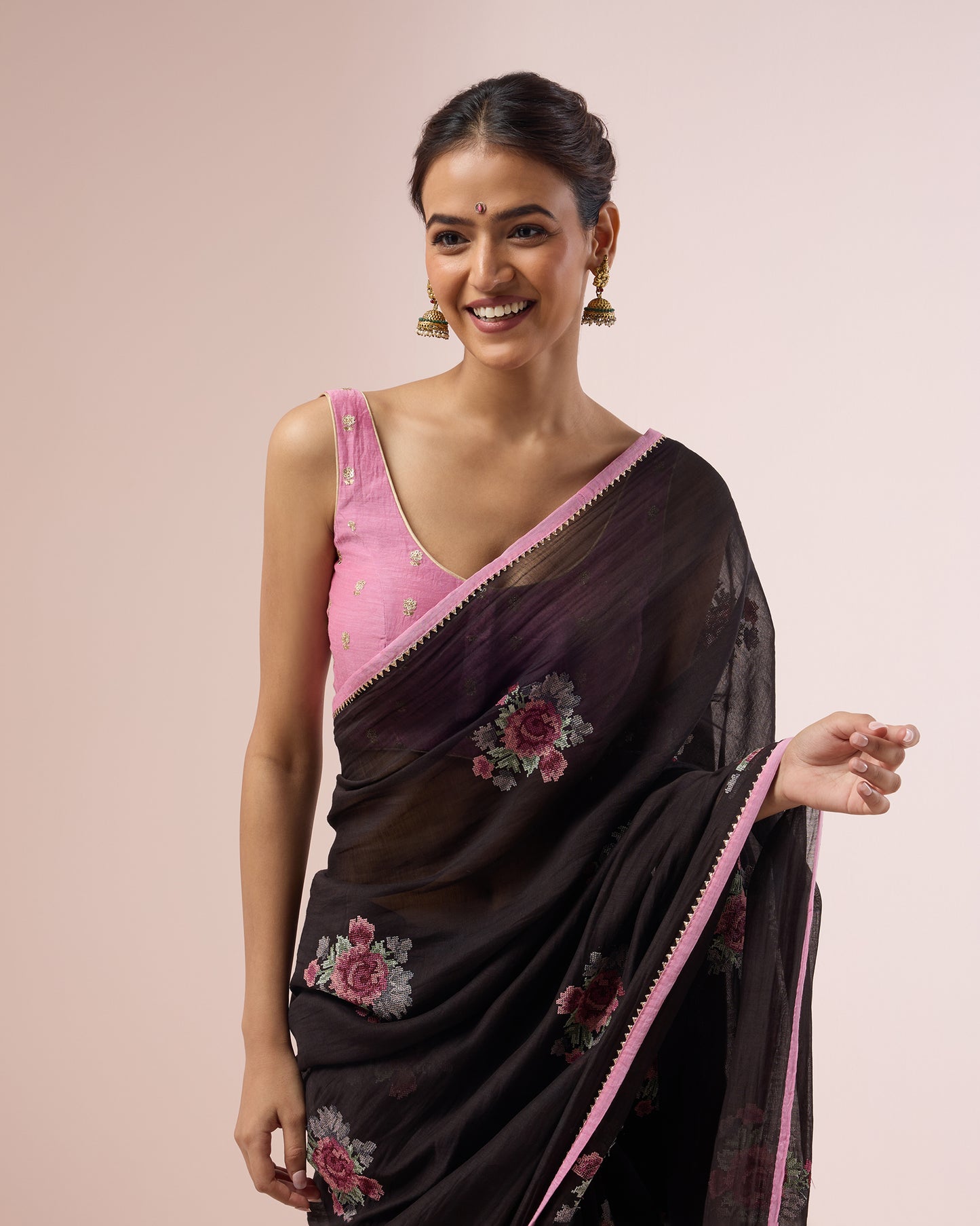 Gulabo Chanderi Silk Saree – Black