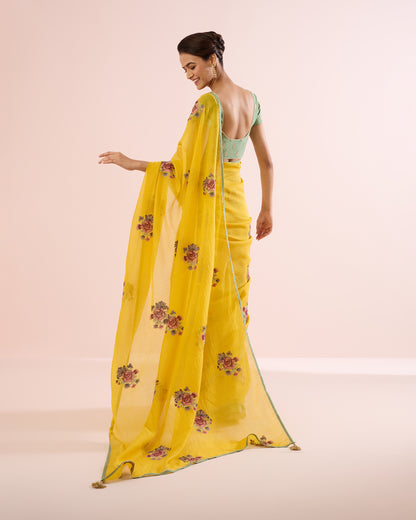GULABO CHANDERI SILK SAREE- YELLOW