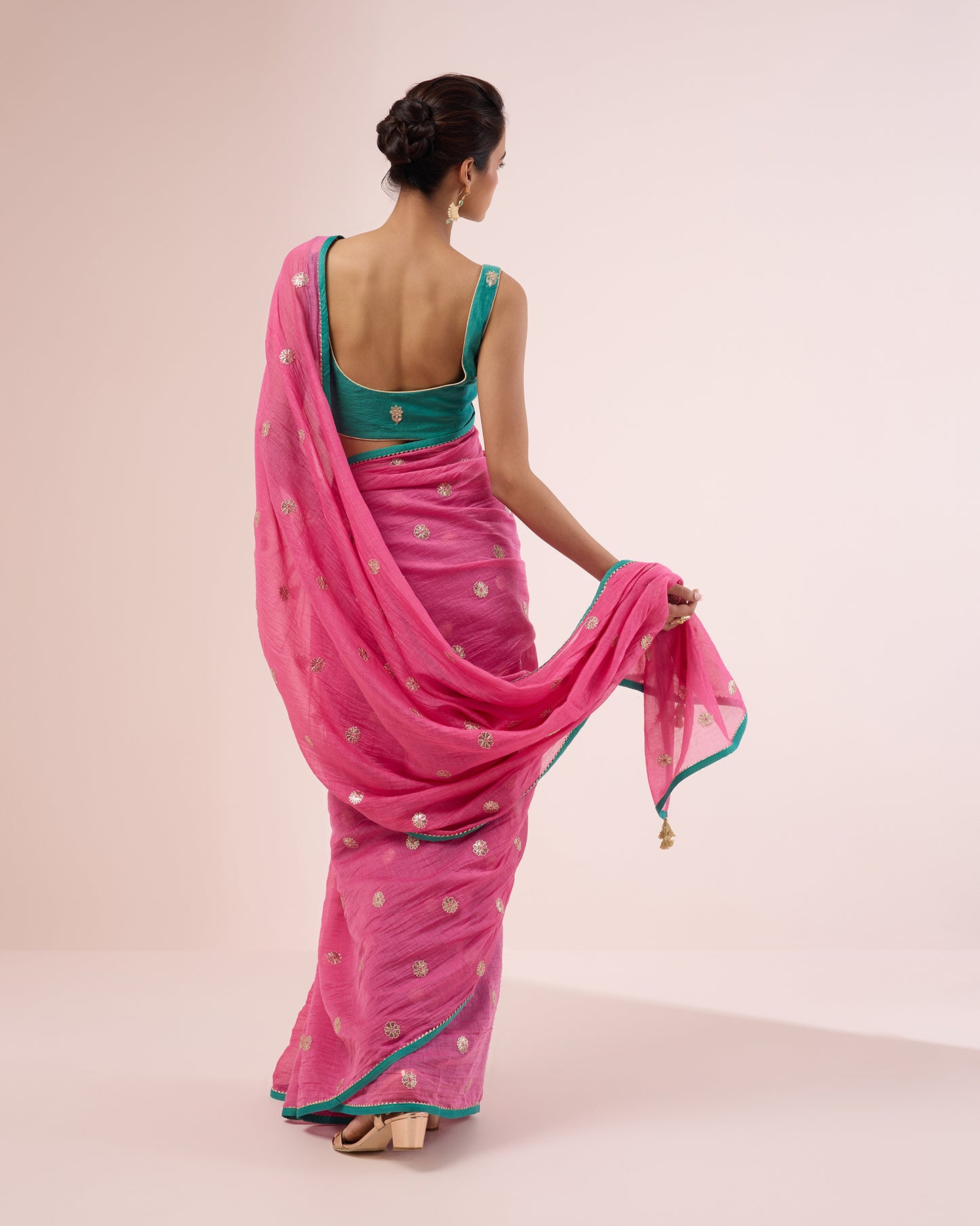 Mogra Chanderi Silk Saree – Candyfloss Pink
