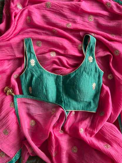 Emerald Sleeveless Blouse with Pads