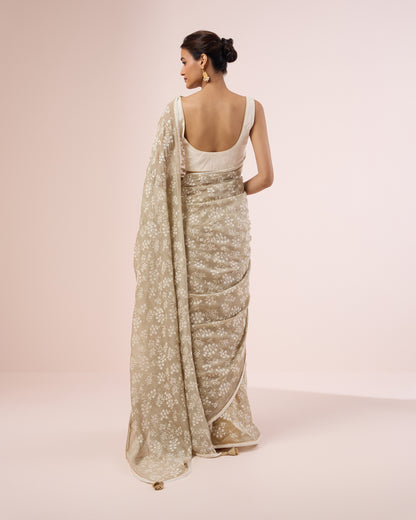 Leafy Vine Chanderi Silk Saree