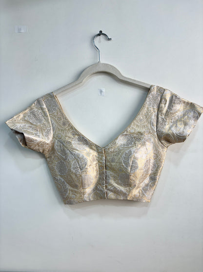 CREAM & GOLD BROCADE BLOUSE WITH SLEEVES
