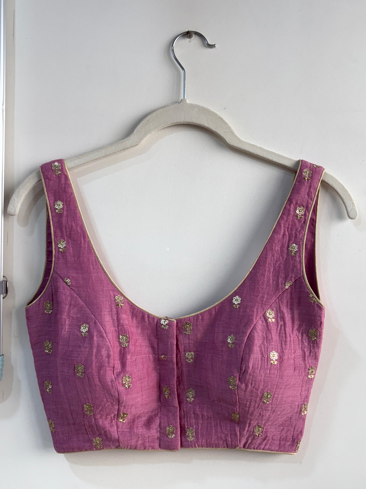 Pale Pink Sleeveless Blouse with Pads