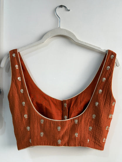 Rust Sleeveless Blouse with Pads