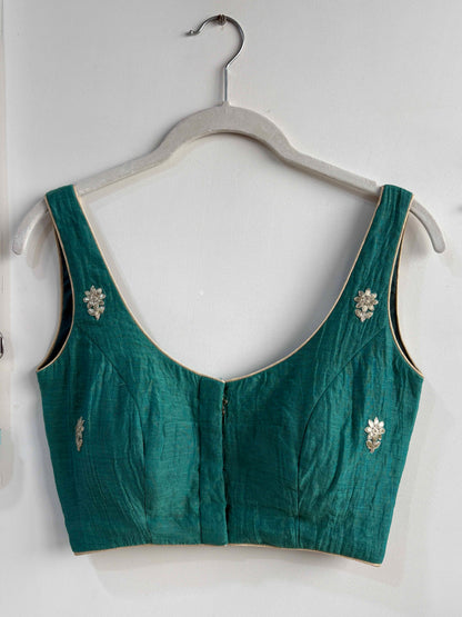 Emerald Sleeveless Blouse with Pads