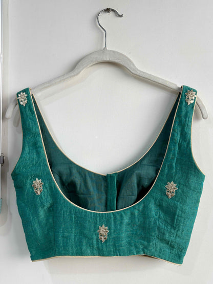 Emerald Sleeveless Blouse with Pads