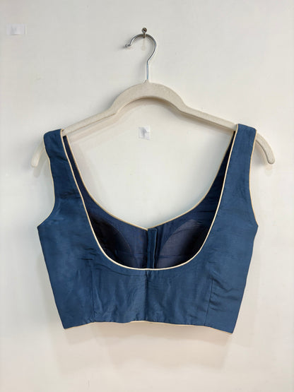 PETROL BLUE SLEEVELESS BLOUSE WITH PADS
