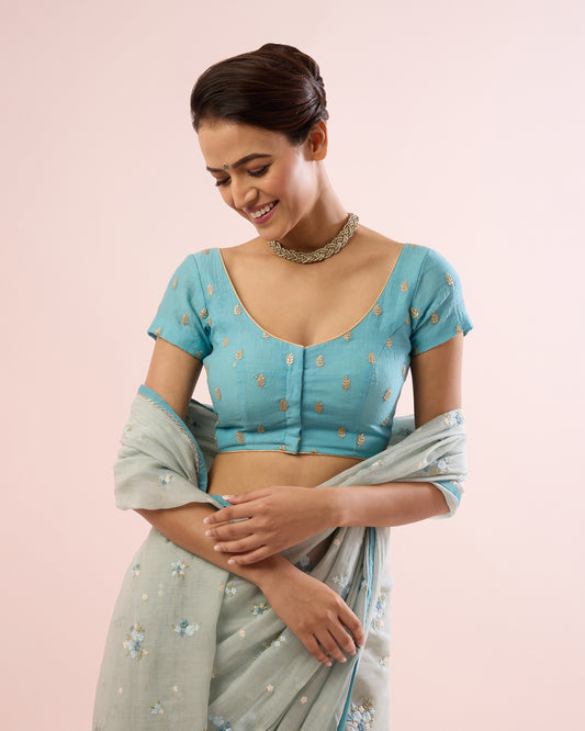 VINTAGE TURQ BLOUSE WITH SLEEVES