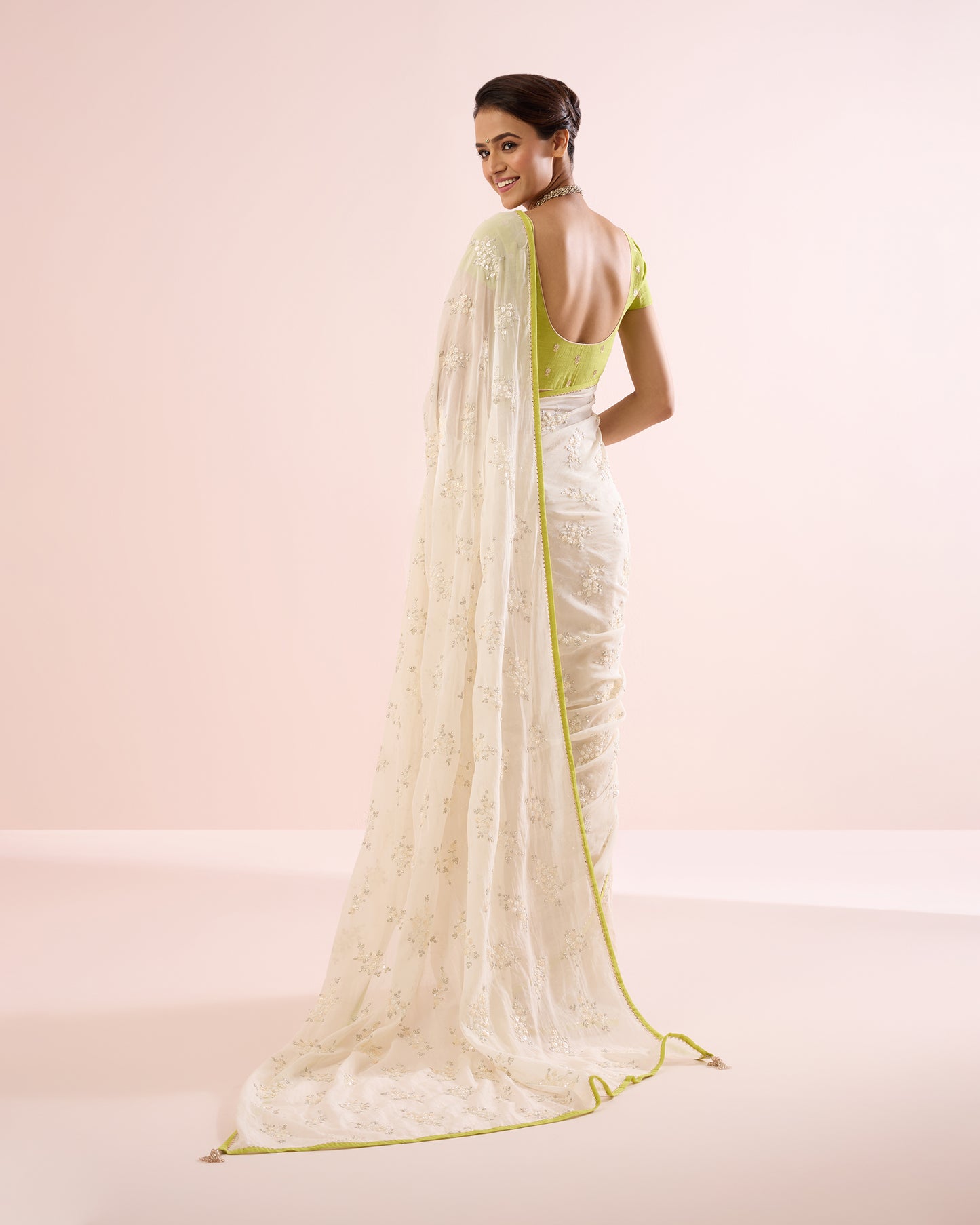 JASMINE CHANDERI SILK SAREE- CREAM
